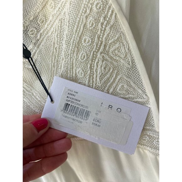 IRO Conor Embellished Silk Mini Dress Ecru Ivory Womens Size FR 40 US 8 - Picture 8 of 10